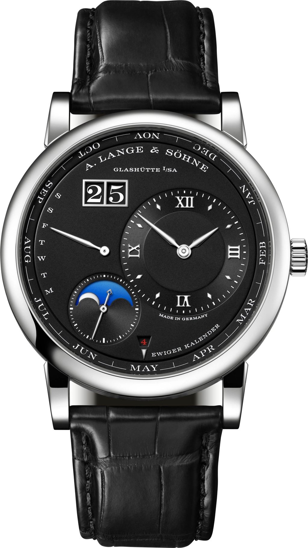 A. Lange & Söhne’s Lange One Perpetual Calendar also features a moon phase