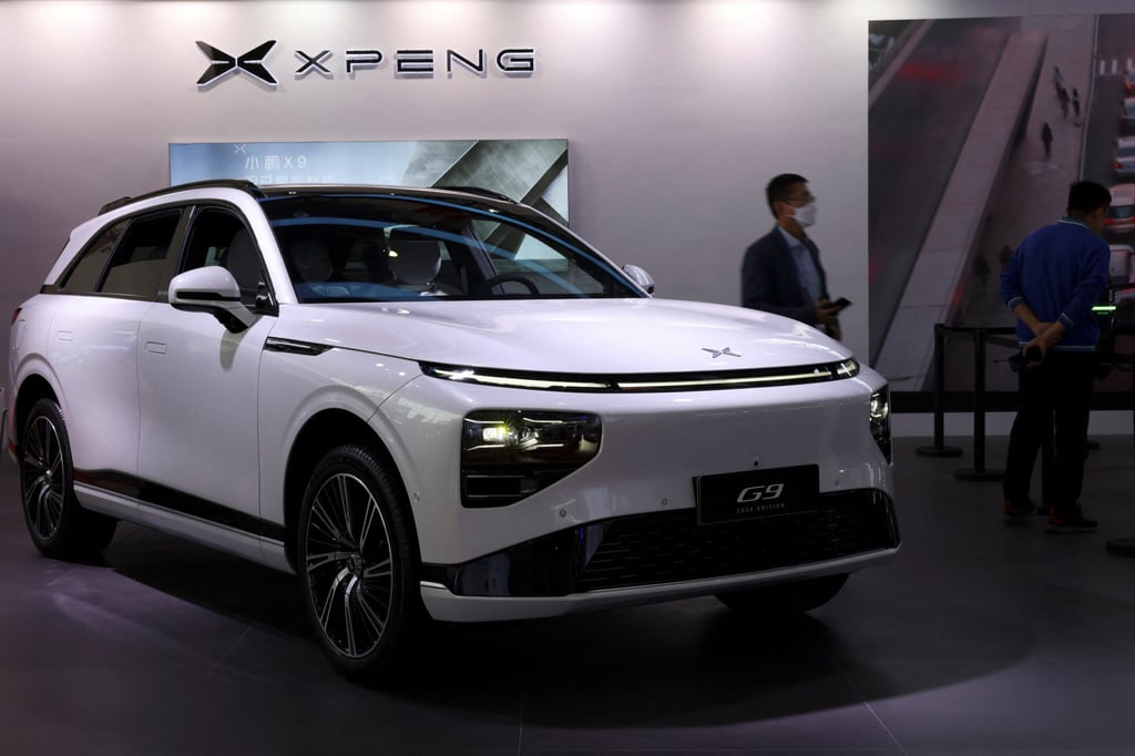 Xpeng’s G9 model on display at the China International Supply Chain Expo (CISCE) in Beijing on November 28, 2023. Photo: Reuters