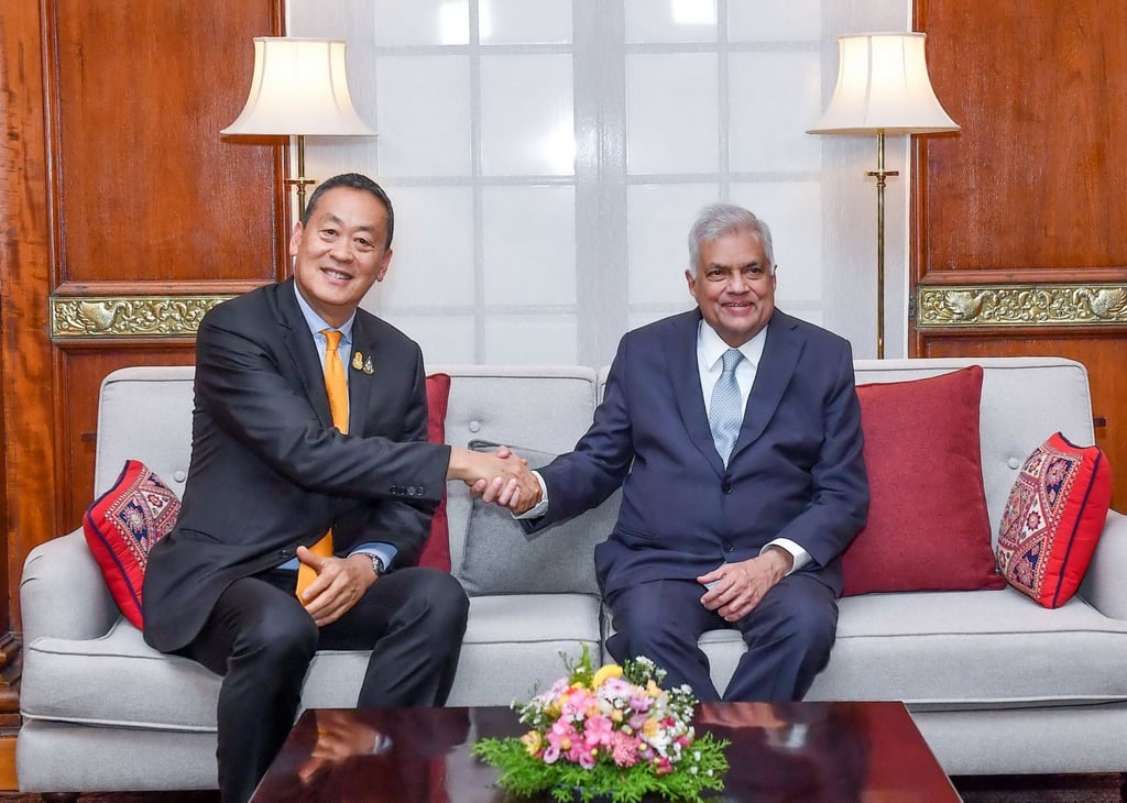 Sri Lankan President Ranil Wickremesinghe (right) with Thailand’s Prime Minister Srettha Thavisin in Colombo, Sri Lanka, on February 3. Photo: EPA-EFE/Sri Lanka President’s Media Division Sri Lankan President Ranil Wickremesinghe (right) with Thailand’s Prime Minister Srettha Thavisin in Colombo, Sri Lanka, on February 3. Photo: EPA-EFE/Sri Lanka President’s Media Division