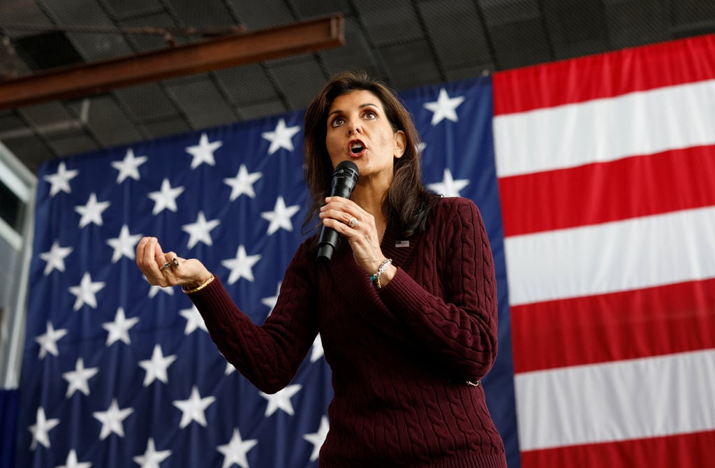Republican presidential candidate Nikki Haley hosts a campaign event at Union Hall in Raleigh, North Carolina, on Saturday. Photo: Reuters