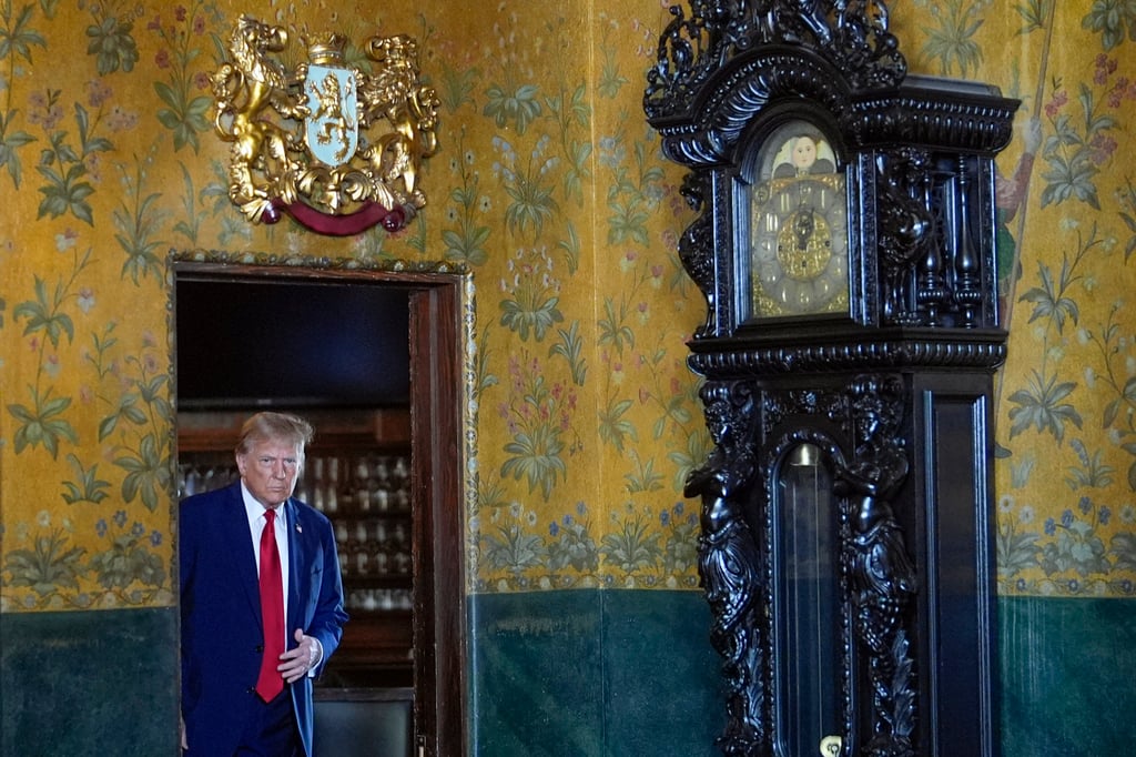 Donald Trump arriving to speak on Monday. Photo: AP Donald Trump arriving to speak on Monday. Photo: AP