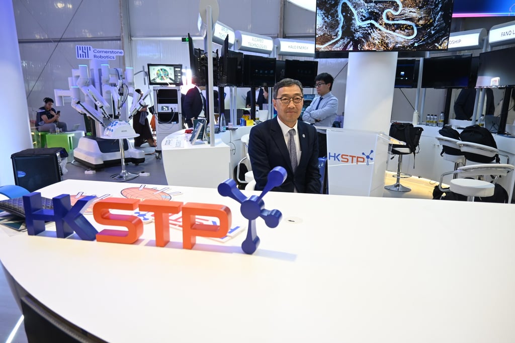 Hong Kong Science and Technology Parks CEO Albert Wong Hak-keung at the Hong Kong pavilion during the Leap technology conference in Riyadh, Saudi Arabia, on March 4, 2024. SCMP / Matt Haldane Hong Kong Science and Technology Parks CEO Albert Wong Hak-keung at the Hong Kong pavilion during the Leap technology conference in Riyadh, Saudi Arabia, on March 4, 2024. SCMP / Matt Haldane