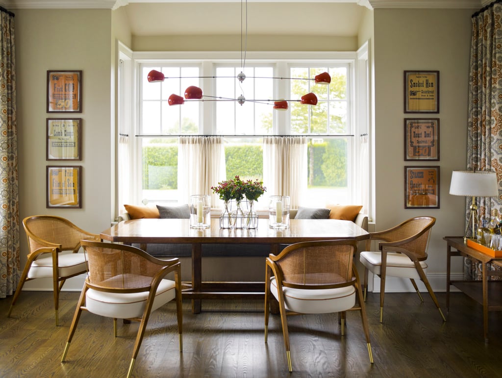 In Gideon Mendelson’s home in Sagaponack, New York State, the designer framed some vintage deli signs to add a playful element to the dining room. Photo: AP