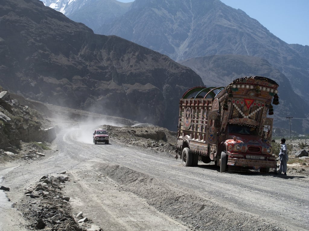 A dusty unpaved section of the Karakoram Highway. Photo: Getty Images A dusty unpaved section of the Karakoram Highway. Photo: Getty Images