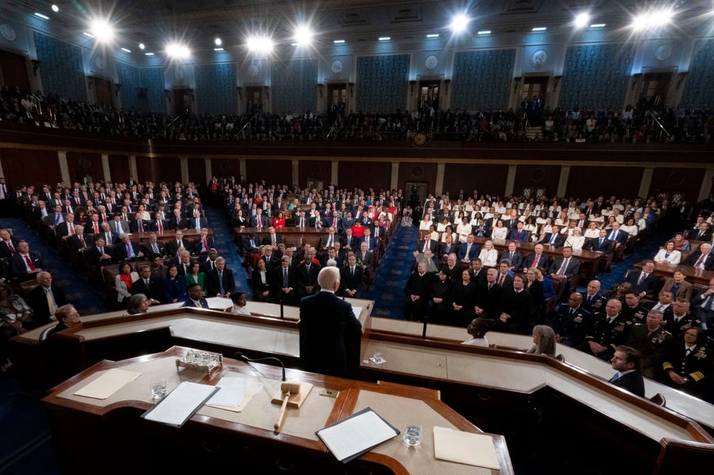 The annual speech was before a joint session of Congress. Photo: AP