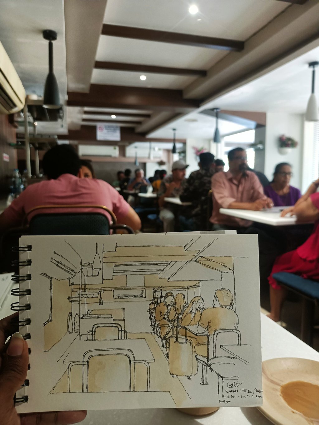 Urban sketchers meet in a hotel in Goa, India. Photo: USk Goa