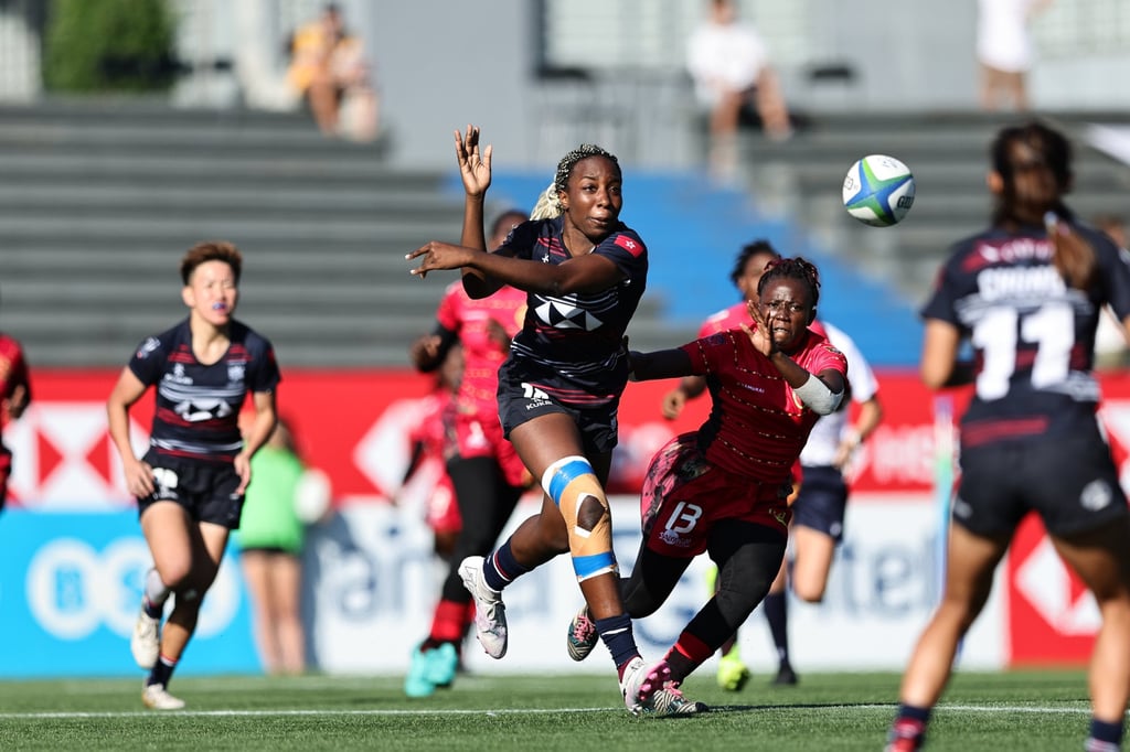 Julia Mba Oyana scored a brace against Papua New Guinea on day two in Uruguay. Photo: KLC fotos for World Rugby Julia Mba Oyana scored a brace against Papua New Guinea on day two in Uruguay. Photo: KLC fotos for World Rugby