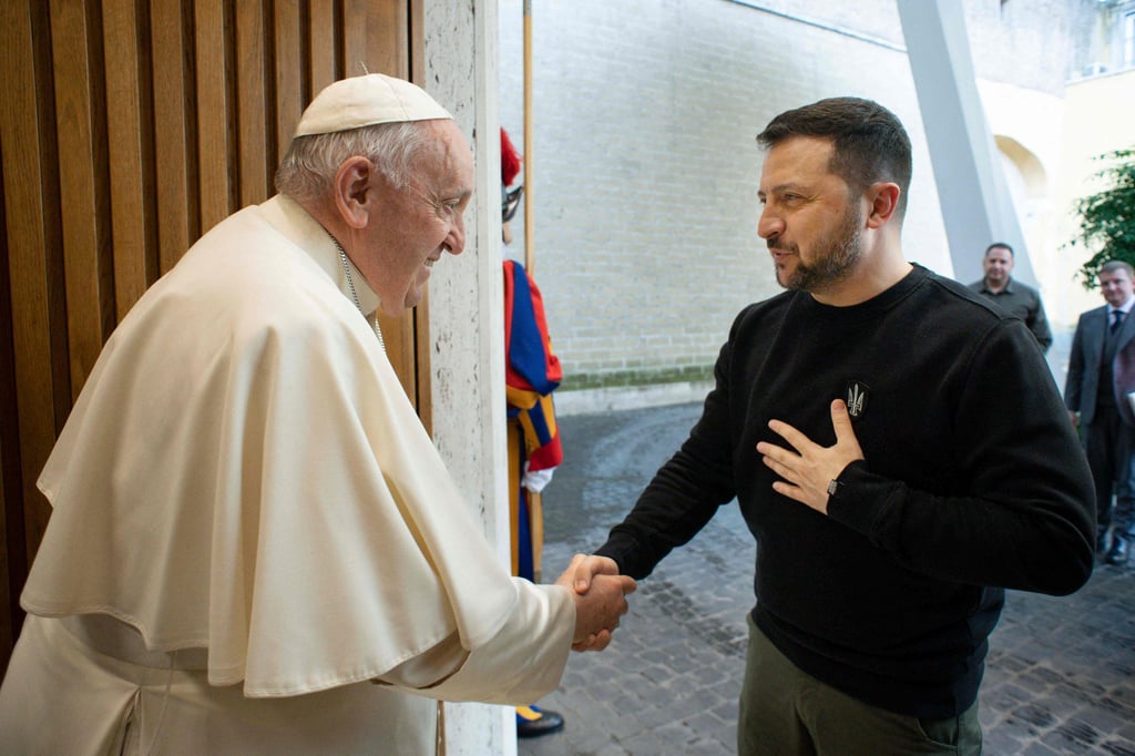 Pope Francis meeting with Ukrainian President Volodymyr Zelensky in 2023. File photo: Vatican Media Pope Francis meeting with Ukrainian President Volodymyr Zelensky in 2023. File photo: Vatican Media