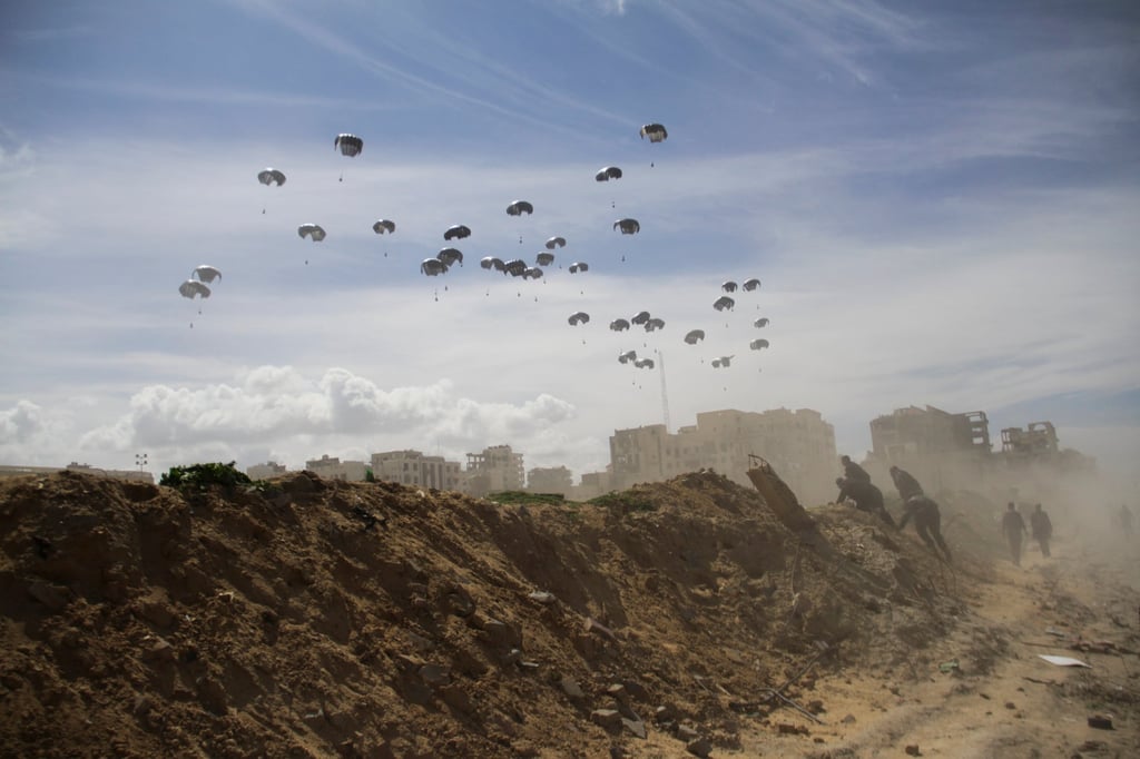 The US Air Force dropping humanitarian aid in Gaza City. Photo: AP