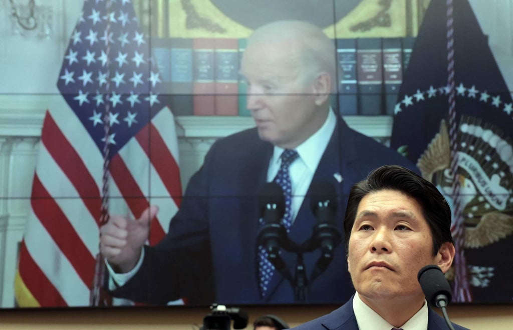 Former US special counsel Robert Hur testifies to the House Judiciary Committee in Washington on Tuesday. Photo: AFP