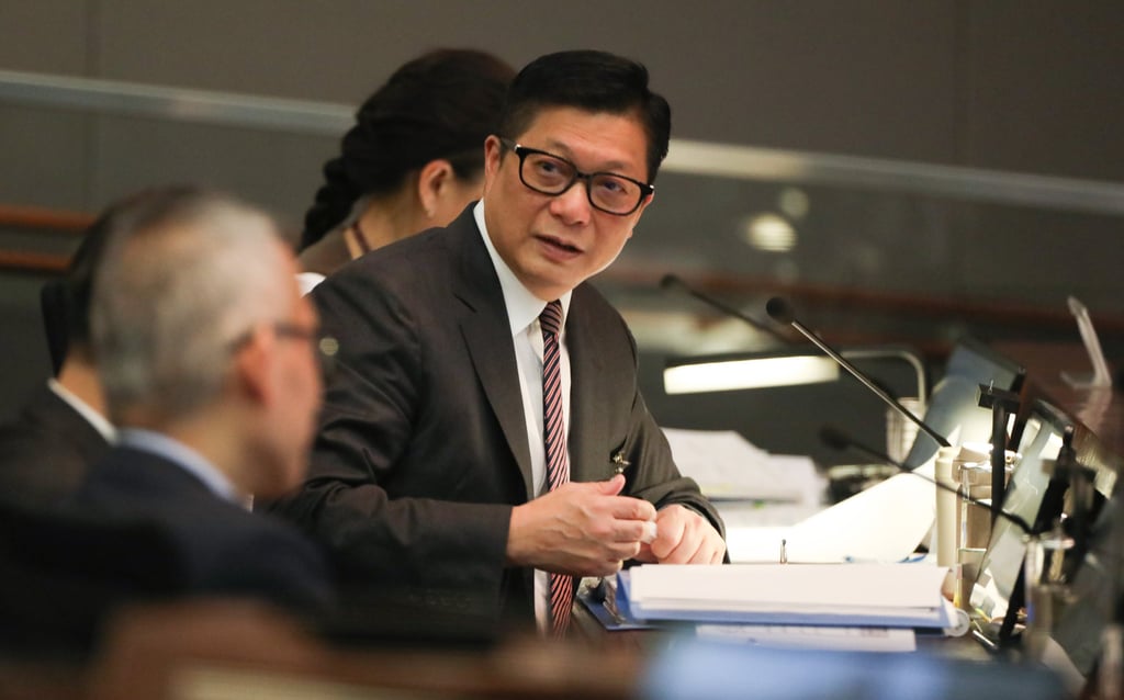 Secretary for Security Chris Tang at a Legco debate on the Article 23 Safeguarding National Security Bill. Photo: Sun Yeung Secretary for Security Chris Tang at a Legco debate on the Article 23 Safeguarding National Security Bill. Photo: Sun Yeung