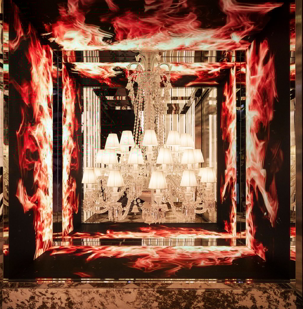A Baccarat chandelier at Cristal Room by Anne-Sophie Pic. Photo: Handout