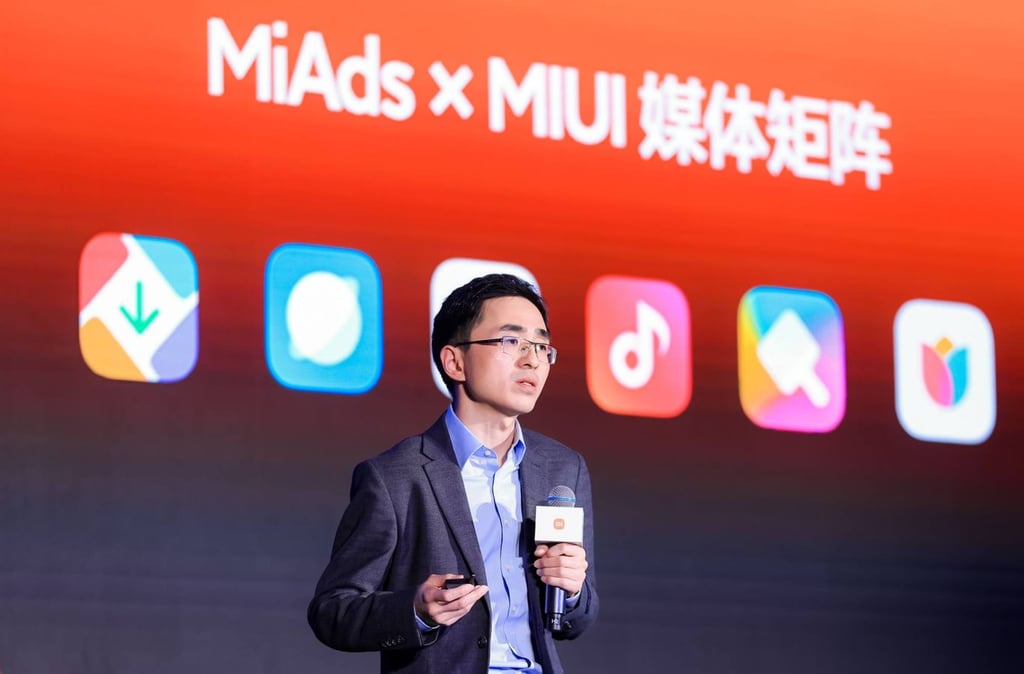 Qiang Song, general manager, international internet business department, Xiaomi, during his speech on the company’s mobile advertising products at the Xiaomi Internet Partner Conference in Beijing.