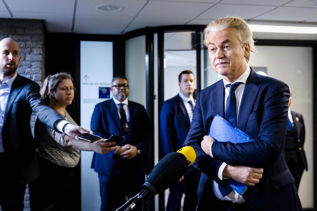 Dutch far-right leader Geert Wilders addresses media in The Hague on March 1. Photo: AFP