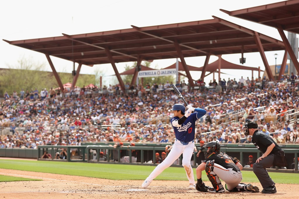 Ohtani bats against the San Francisco Giants during an MLB spring game on Tuesday. Photo: Getty Images Ohtani bats against the San Francisco Giants during an MLB spring game on Tuesday. Photo: Getty Images
