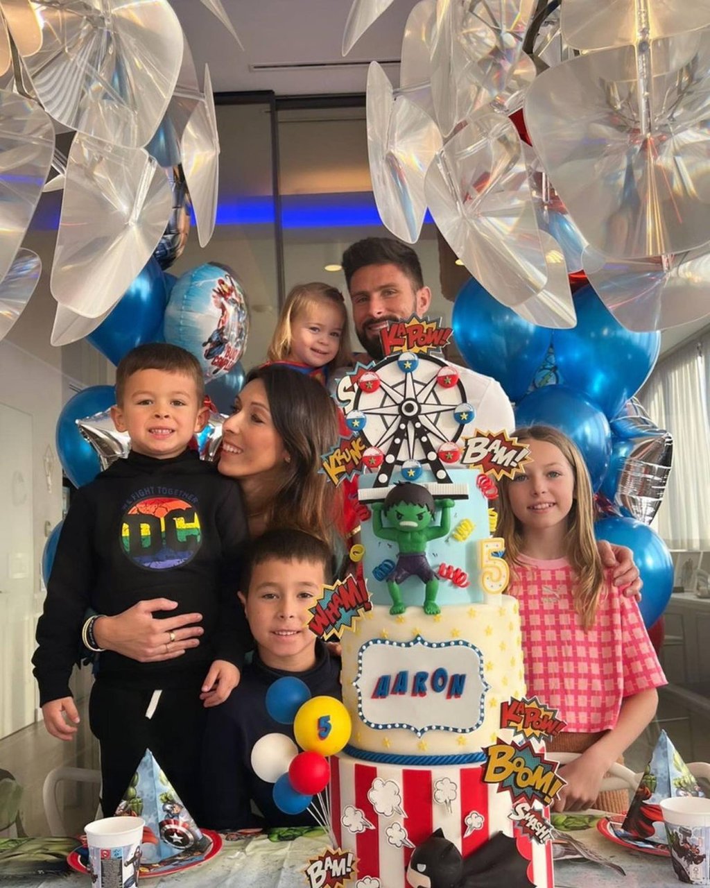 Olivier Giroud (top centre) with his family. Photo: @oliviergiroud/Instagram Olivier Giroud (top centre) with his family. Photo: @oliviergiroud/Instagram