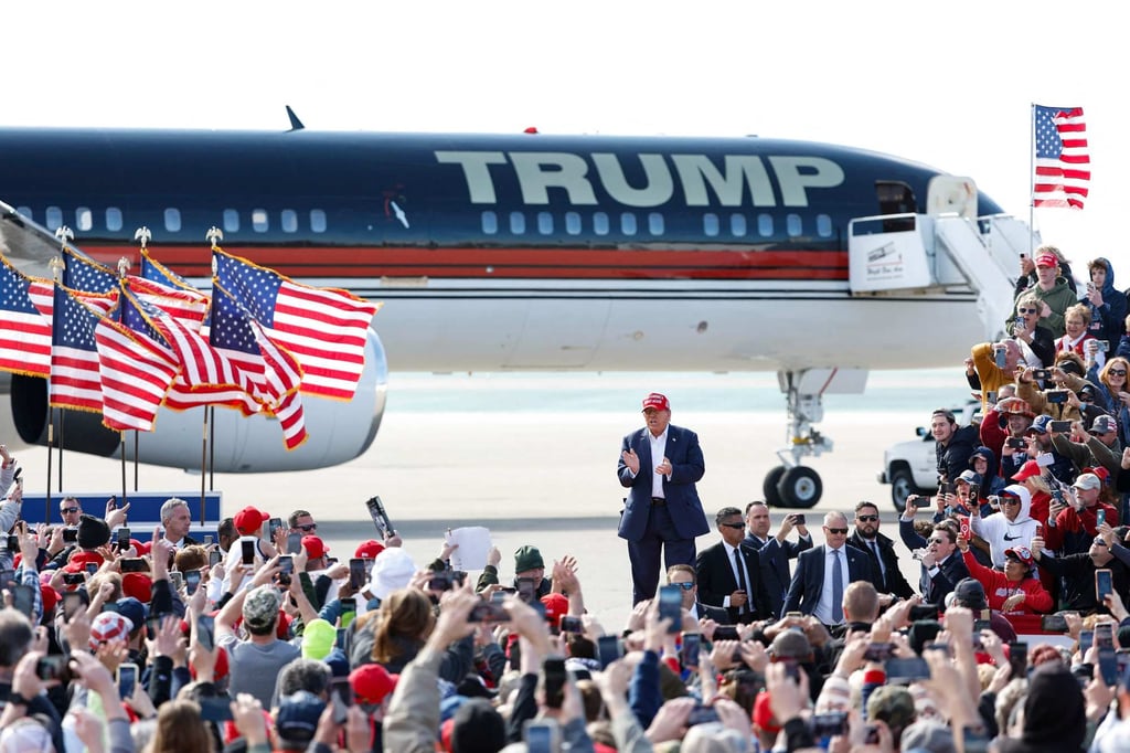 Donald Trump spoke from an airfield in Dayton, Ohio on Saturday. Photo: AFP