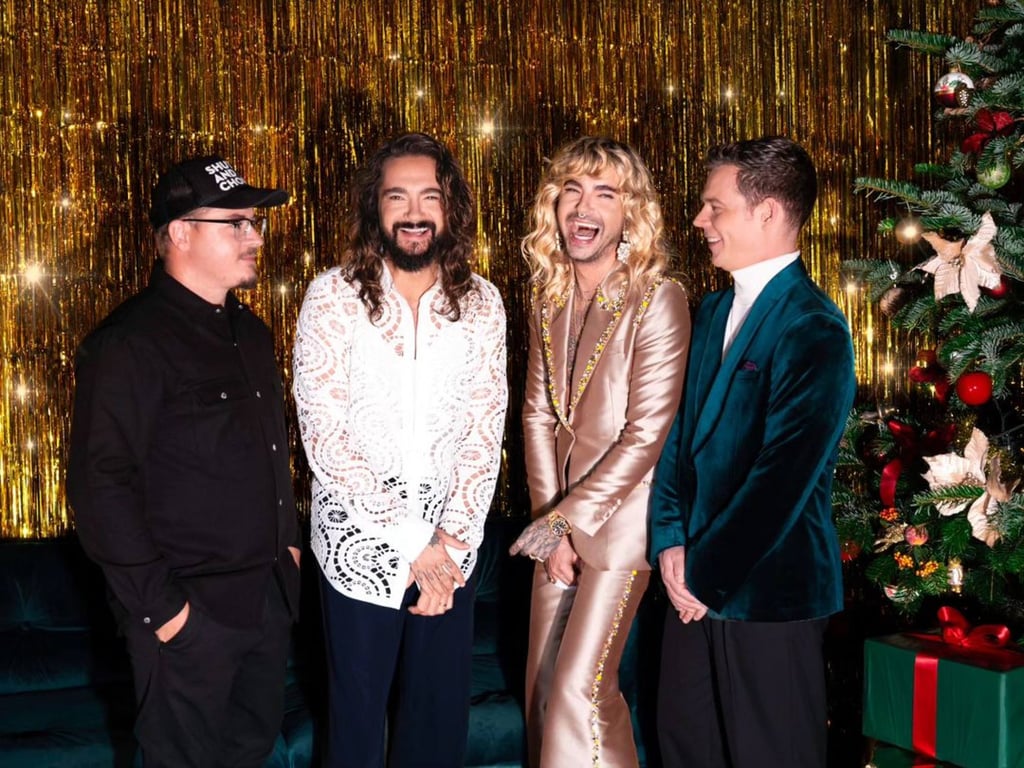 Tom Kaulitz (second left) and the rest of the band Tokio Hotel, including his twin brother Bill (second right). Photo: @tokiohotel/Instagram Tom Kaulitz (second left) and the rest of the band Tokio Hotel, including his twin brother Bill (second right). Photo: @tokiohotel/Instagram