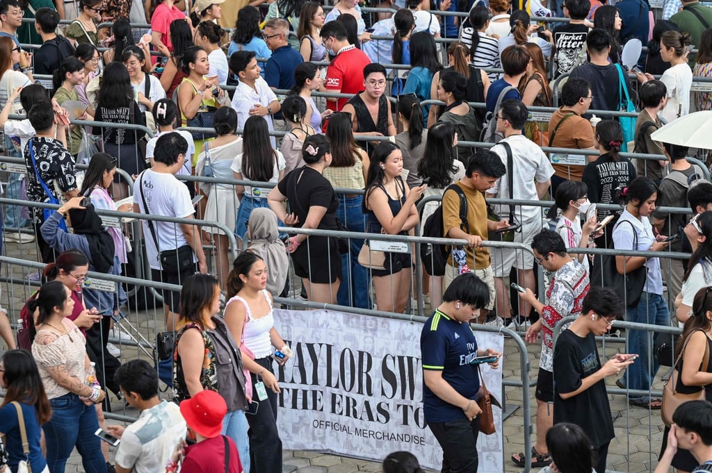 People queue up to buy merchandise before Taylor Swift’s concert at the National Stadium in Singapore on March 7, the day of the crime. Photo: AFP People queue up to buy merchandise before Taylor Swift’s concert at the National Stadium in Singapore on March 7, the day of the crime. Photo: AFP