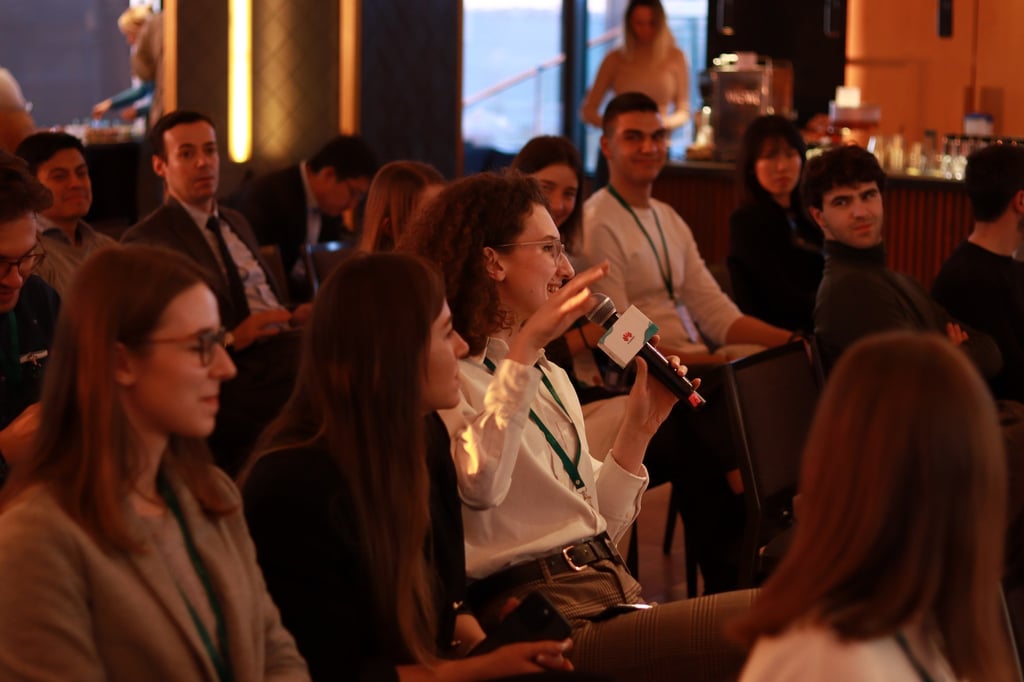 One of the European students on the Seeds for the Future programme takes part in a discussion, on the role of diversity in fostering talent development for sustainable innovation, at a conference during January’s educational trip to China, organised by Huawei Technologies.