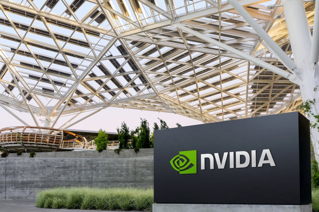 The logo of Nvidia is seen at its corporate headquarters in Santa Clara, California, in May of 2022. Photo: Reuters