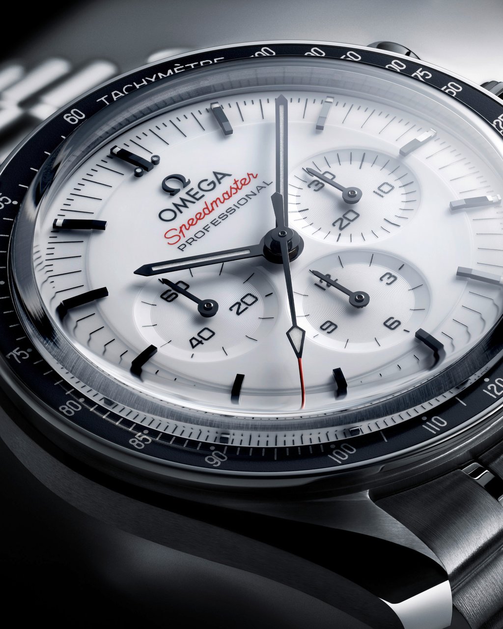 The lacquered white dial is the stand-out feature on the 2024 Omega Speedmaster Moonwatch The lacquered white dial is the stand-out feature on the 2024 Omega Speedmaster Moonwatch