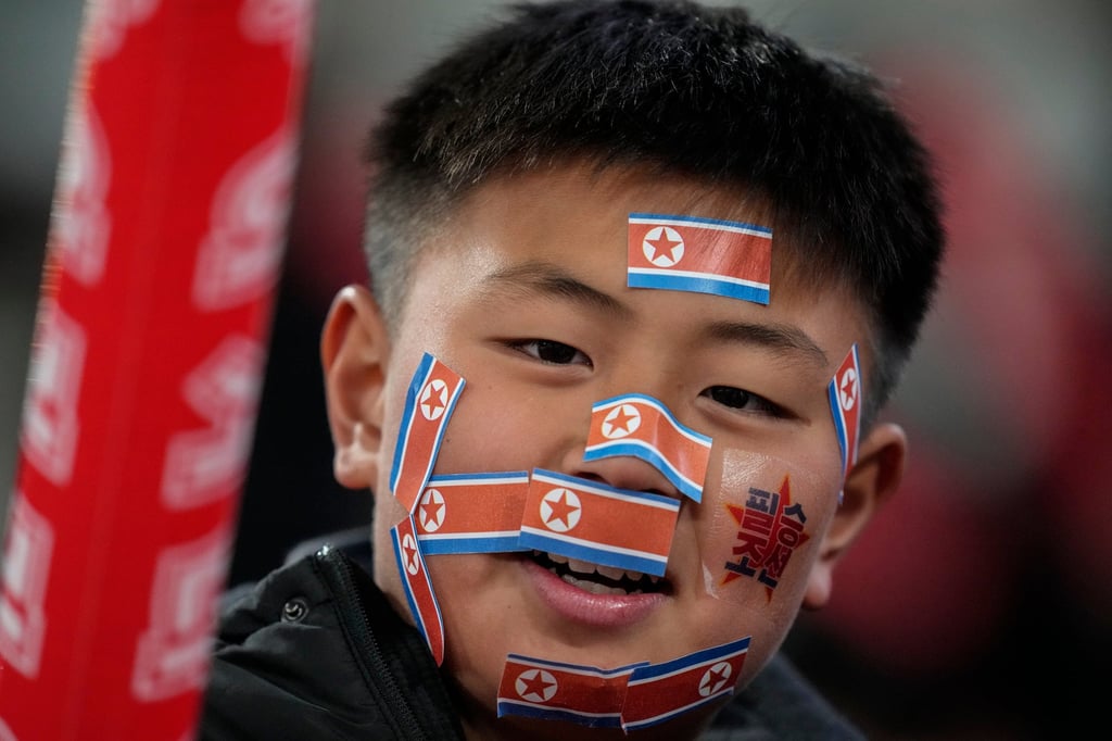 A North Korean fan in the contingent of supporters from Japan’s ethnic-Korean community. Photo: AP