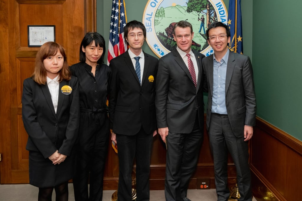 Detained activist Andy Li (middle) says he met with US Republican senators in December 2019. Photo: Facebook / @ Senator Todd Young Detained activist Andy Li (middle) says he met with US Republican senators in December 2019. Photo: Facebook / @ Senator Todd Young