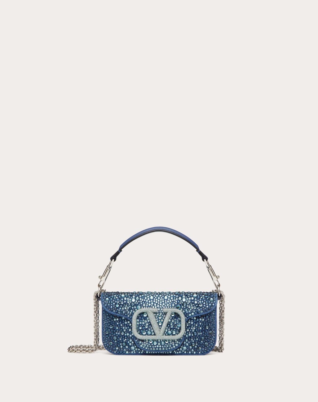 Small Loco denim shoulder bag with rhinestones