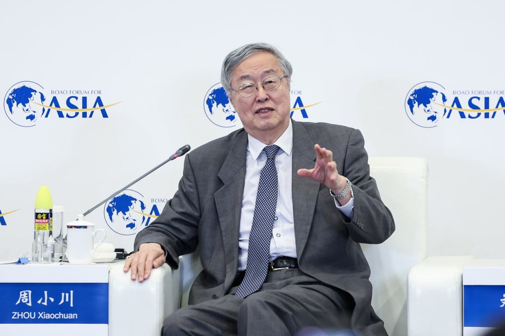 Zhou Xiaochuan, former People’s Bank of China governor, speaks on Tuesday at a panel discussion on clean energy during the Boao Forum for Asia in southern China’s Hainan province. Photo: Xinhua Zhou Xiaochuan, former People’s Bank of China governor, speaks on Tuesday at a panel discussion on clean energy during the Boao Forum for Asia in southern China’s Hainan province. Photo: Xinhua