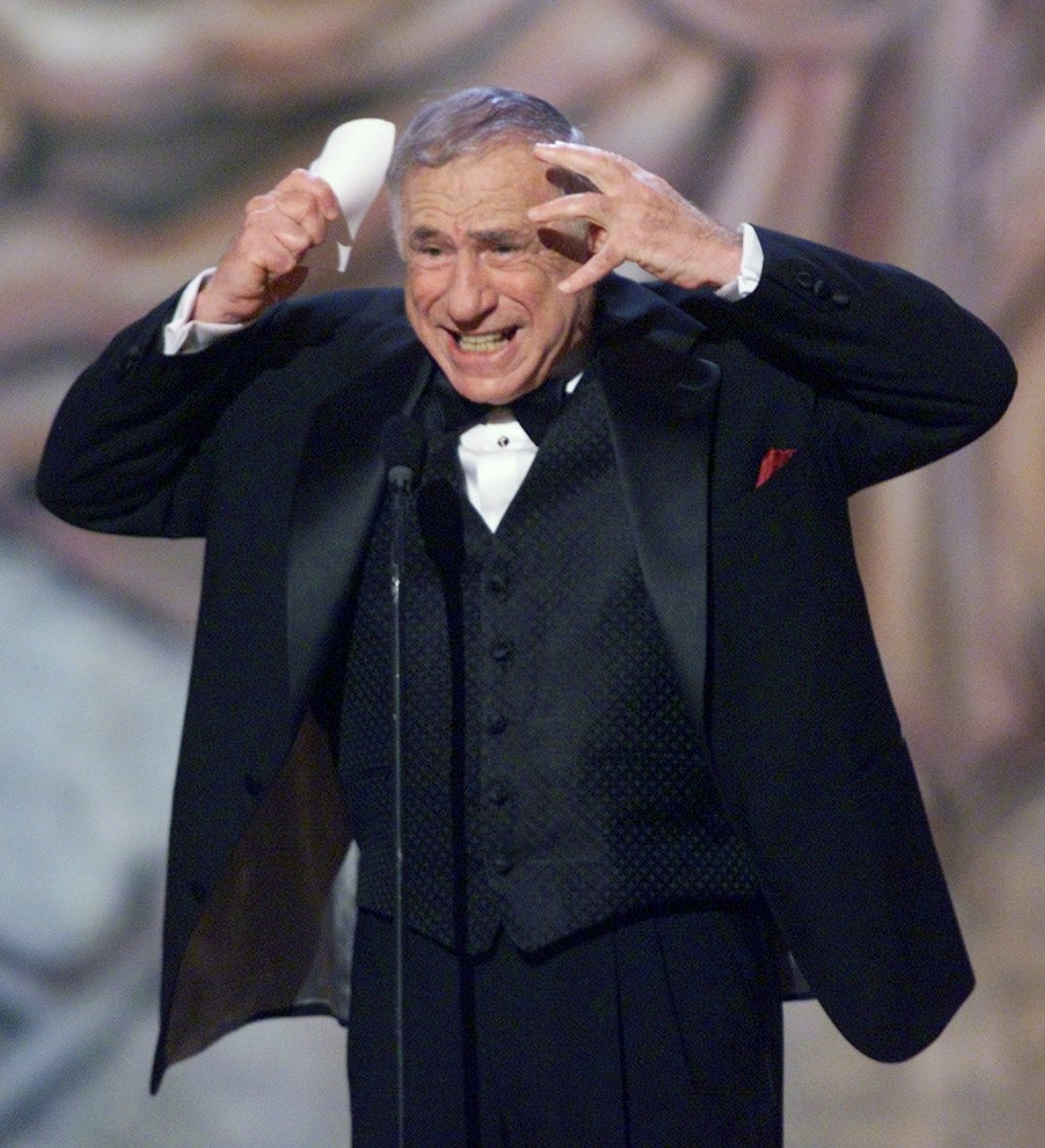 Writer/director/comedian Mel Brooks accepts the 2001 Tony Award for best original score for the musical version of his 1968 film The Producers, at New York’s Radio City Music Hall. Photo: Reuters Writer/director/comedian Mel Brooks accepts the 2001 Tony Award for best original score for the musical version of his 1968 film The Producers, at New York’s Radio City Music Hall. Photo: Reuters