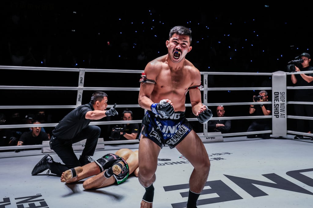 Prajanchai celebrates after avenging his loss to Joseph Lasiri. Photo: ONE Championship Prajanchai celebrates after avenging his loss to Joseph Lasiri. Photo: ONE Championship