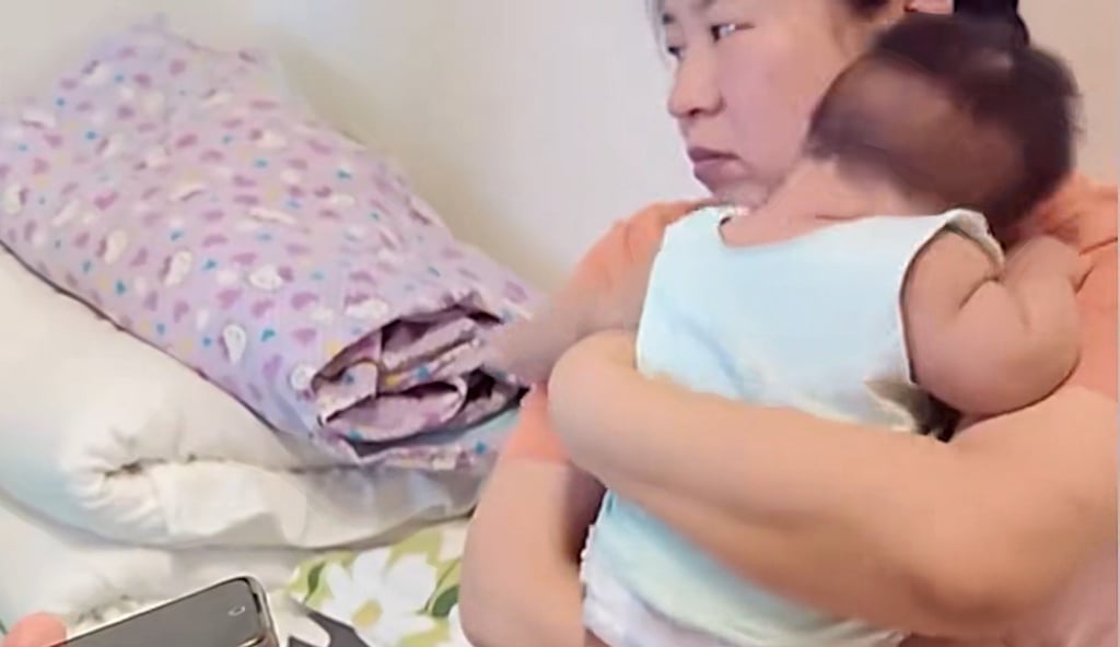 The nanny has been left holding the baby, unpaid, and owed a substantial amount of money. Photo: Douyin The nanny has been left holding the baby, unpaid, and owed a substantial amount of money. Photo: Douyin