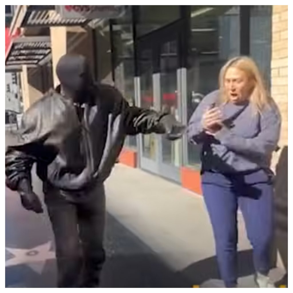 A reporter from TMZ approached Kanye West, aka Ye, on Hollywood’s Walk of Fame. Photo: @pagesix/YouTube A reporter from TMZ approached Kanye West, aka Ye, on Hollywood’s Walk of Fame. Photo: @pagesix/YouTube