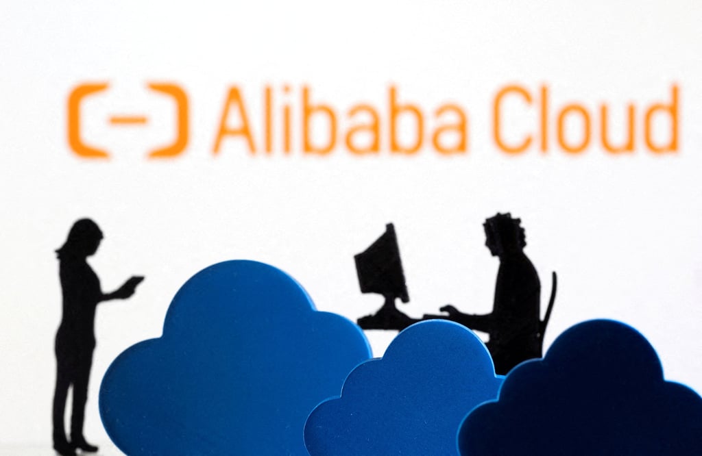 3D printed clouds and figurines are seen in front of the Alibaba Cloud service logo in this illustration taken Feb. 8, 2022. Photo: Reuters 3D printed clouds and figurines are seen in front of the Alibaba Cloud service logo in this illustration taken Feb. 8, 2022. Photo: Reuters