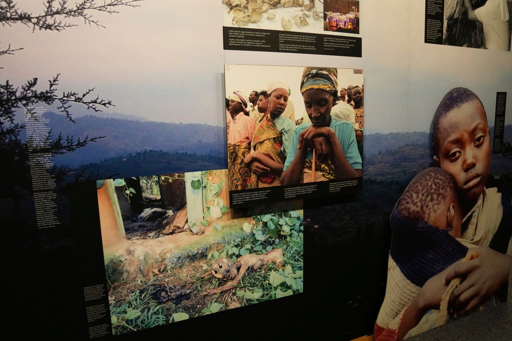 Family photographs of some of those who died hang in a display in the Kigali Genocide Memorial Centre. Photo: AP Family photographs of some of those who died hang in a display in the Kigali Genocide Memorial Centre. Photo: AP