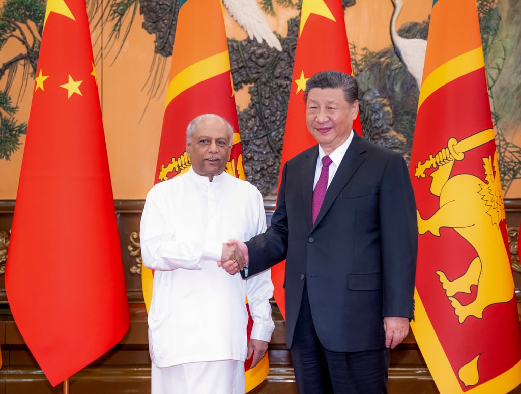 Chinese President Xi Jinping and Sri Lankan Prime Minister Dinesh Gunawardena at the Great Hall of the People in Beijing, China, on March 27. Photo: Xinhua