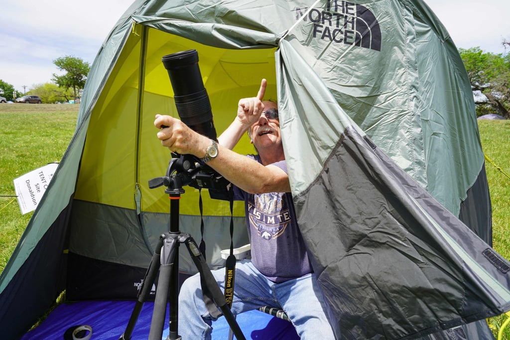 A camper at the Stonehenge II park in Ingram, Texas. Photo: AFP