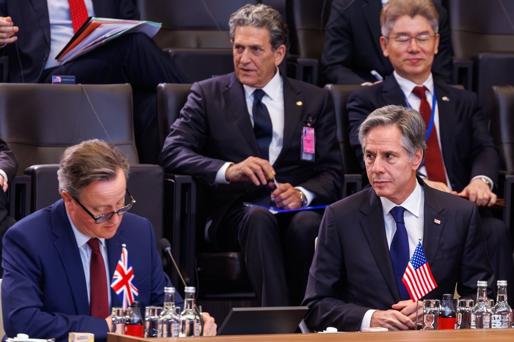 British Foreign Secretary David Cameron and US Secretary of State Antony Blinken in Brussels, Belgium, last week. Photo: EPA-EFE