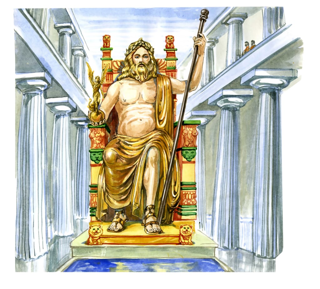The Statue of Zeus at Olympia was a giant seated figure. Photo: Shutterstock The Statue of Zeus at Olympia was a giant seated figure. Photo: Shutterstock