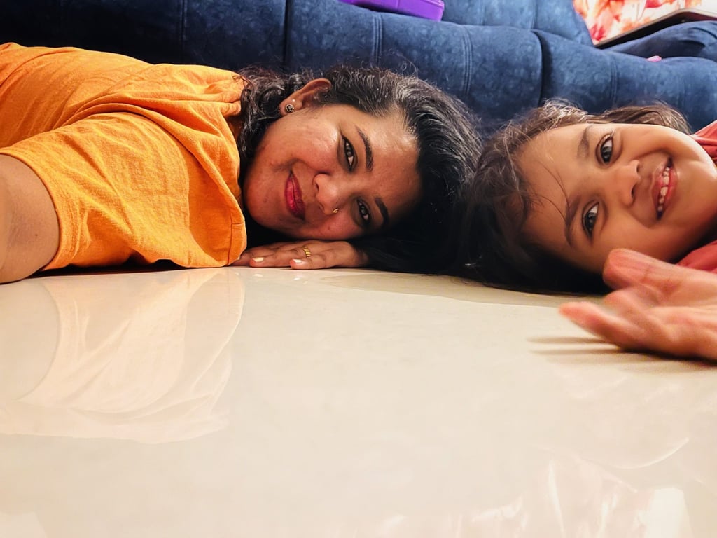 Nupoor Christian lies on the floor or the ground, often with her daughter, for between 30 minutes and a few hours a day. Photo: Nupoor Christian Nupoor Christian lies on the floor or the ground, often with her daughter, for between 30 minutes and a few hours a day. Photo: Nupoor Christian