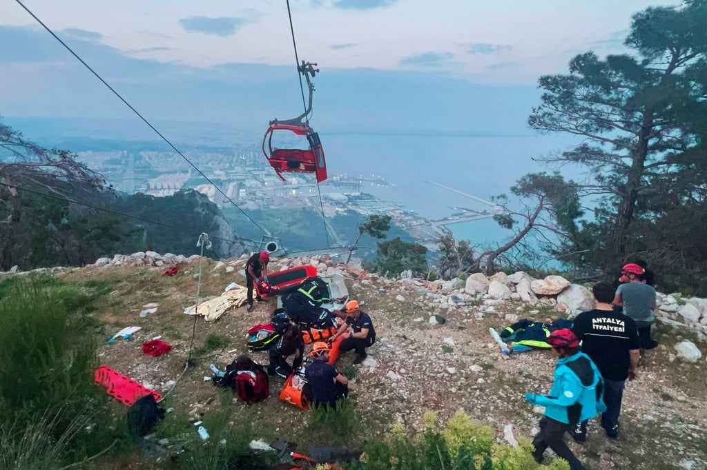 The site of a cable car accident near the resort city of Antalya in southern Turkey. Photo: AP