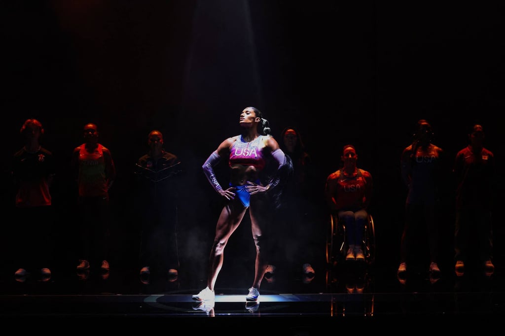 American athlete Anna Cockrell models another of the Nike outfits. Photo: AFP