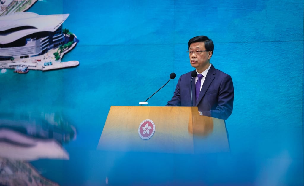 Chief Executive John Lee attends a press conference ahead of his weekly Exco meeting. Photo: Yik Yeung-man