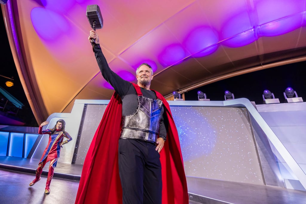 Moriarty surprised attendees at the long-service awards ceremony by dressing as the Marvel superhero character Thor. Moriarty surprised attendees at the long-service awards ceremony by dressing as the Marvel superhero character Thor.