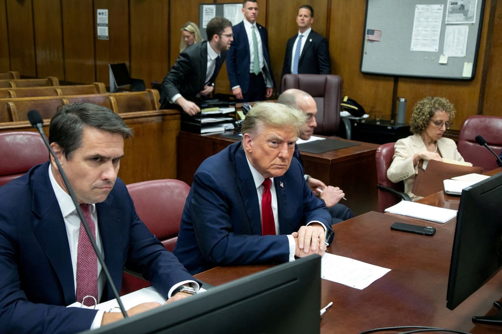 Donald Trump in the courtroom. Photo: Pool via Reuters Donald Trump in the courtroom. Photo: Pool via Reuters