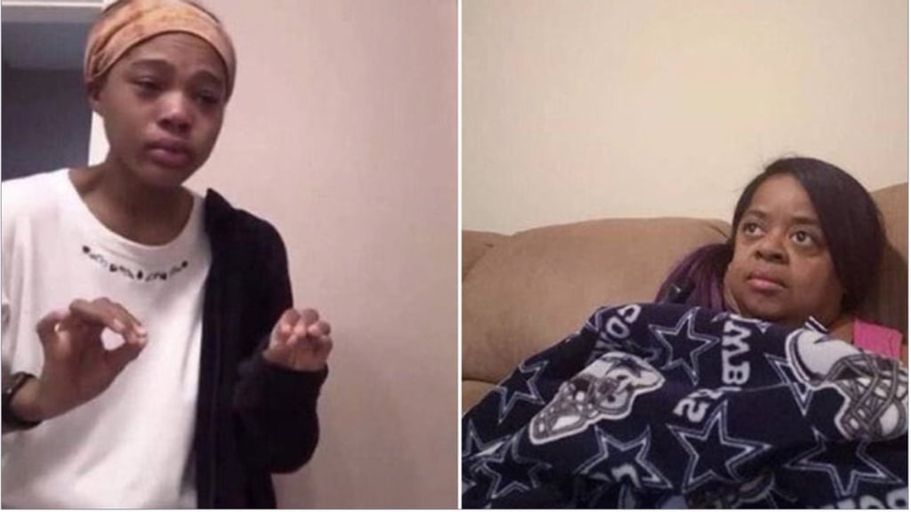 Quenlin Blackwell first rose to fame with humorous online content; she became a meme in 2019 thanks to a screencap (left) from a video she posted in 2018. Photo: Handout Quenlin Blackwell first rose to fame with humorous online content; she became a meme in 2019 thanks to a screencap (left) from a video she posted in 2018. Photo: Handout