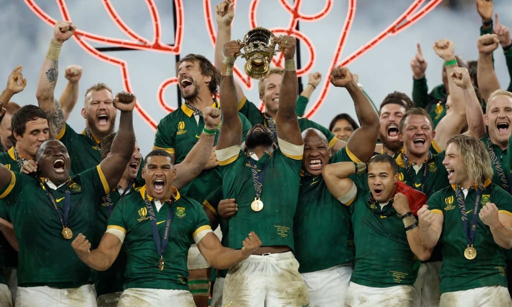 South Africa celebrate winning the Rugby World Cup in October 2023. Photo: @Munyah_Wacho/X South Africa celebrate winning the Rugby World Cup in October 2023. Photo: @Munyah_Wacho/X