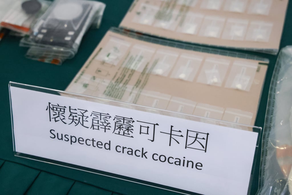 Customs displays evidence seized in the case. Trafficking in a dangerous drug is punishable by up to life in prison and a HK$5 million fine. Photo: Dickson Lee