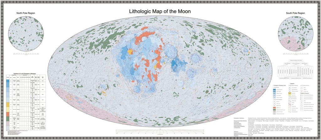 China’s new lunar atlas provides geological history of the moon, as well as data on its 14 types of structures and 17 types of rocks, with labels for 12,341 craters and 81 impact basins. Image: CAS China’s new lunar atlas provides geological history of the moon, as well as data on its 14 types of structures and 17 types of rocks, with labels for 12,341 craters and 81 impact basins. Image: CAS